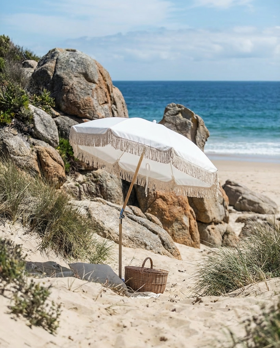White Coral Beach Umbrella – Shell Bay Co