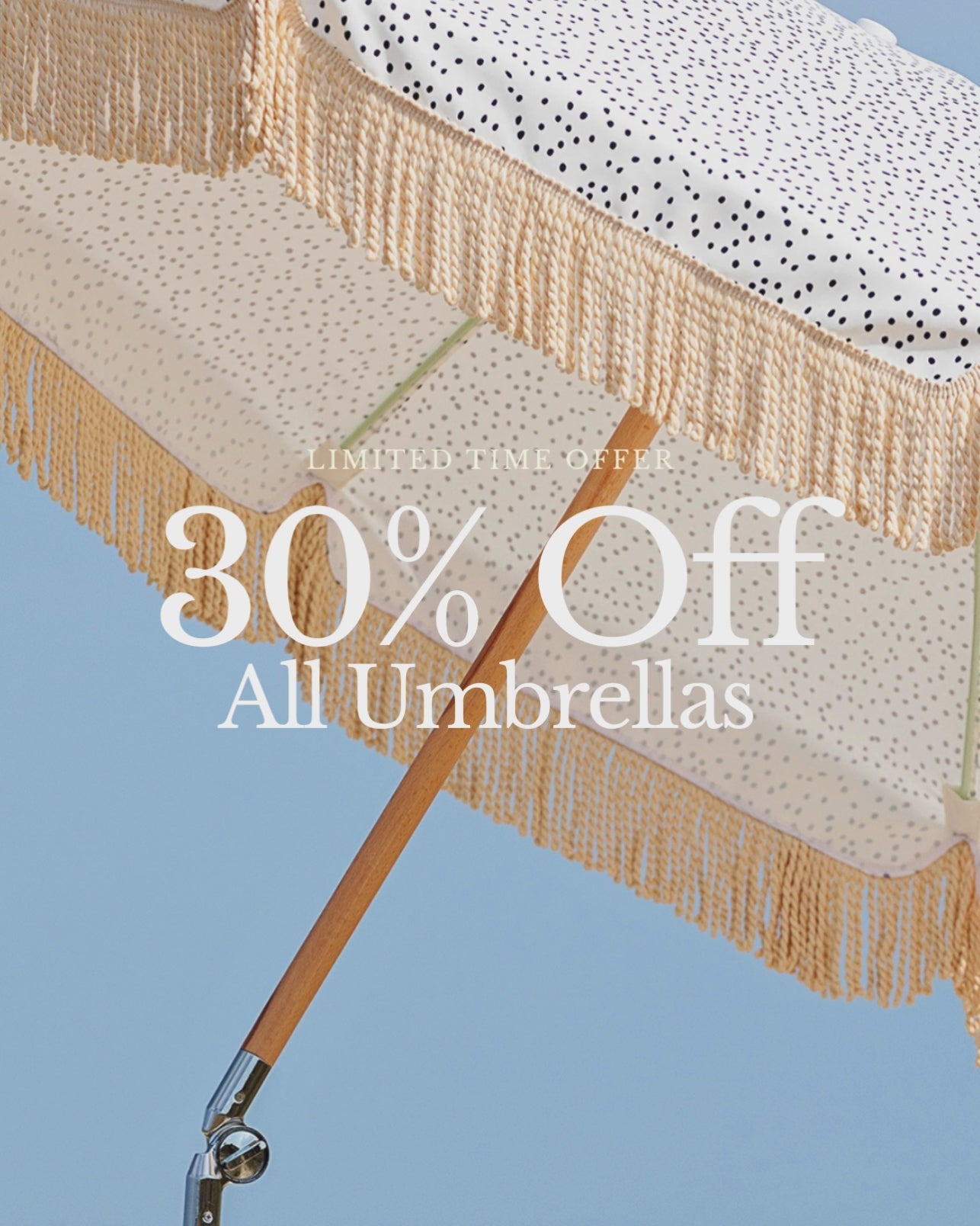 Load video: Shell Bay Co. Summer Sale 30% Off all timeless beach umbrellas